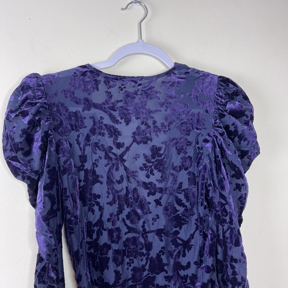 Free People Blue Deep Sea Combo Magic Hour Velvet Burnout Bodysuit NWT Medium - Picture 7 of 11